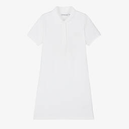 Calvin Klein Jeans-Teen Girls White Cotton Polo Logo Dress | Childrensalon Outlet