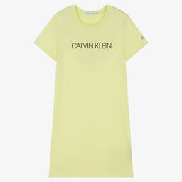 Calvin Klein Jeans-Teen Girls Yellow T-shirt Dress | Childrensalon Outlet