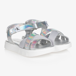 Calvin Klein Jeans-Teen Metallic Silver Sandals | Childrensalon Outlet