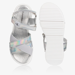 Calvin Klein Jeans-Teen Metallic Silver Sandals | Childrensalon Outlet