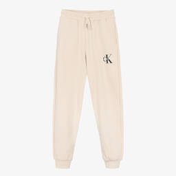 Calvin Klein Jeans-Teen Pale Beige Cotton Logo Joggers | Childrensalon Outlet