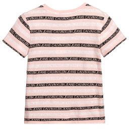 كالفين كلاين Jeans-تيشيرت تينز بناتي قطن ومودال لون زهري | Childrensalon Outlet