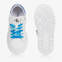 Calvin Klein Jeans-Teen White & Blue Logo Trainers | Childrensalon Outlet