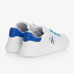 Calvin Klein Jeans-Teen White & Blue Logo Trainers | Childrensalon Outlet