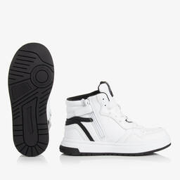 Calvin Klein-Teen White Faux Leather High Top Trainers | Childrensalon Outlet