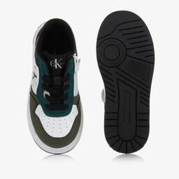 Calvin Klein-Бело-зеленые кроссовки из искусственной кожи | Childrensalon Outlet