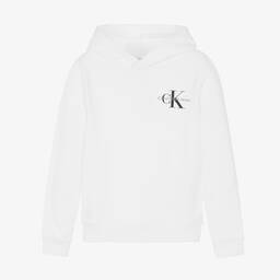 كالفين كلاين Jeans-توب هودي تينز قطن لون أبيض | Childrensalon Outlet