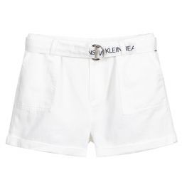 Calvin Klein Джинсы-Белые шорты с тесьмой для подростков | Childrensalon Outlet