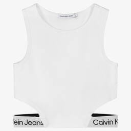 Calvin Klein Джинсы-Белый топ с логотипной лентой | Childrensalon Outlet