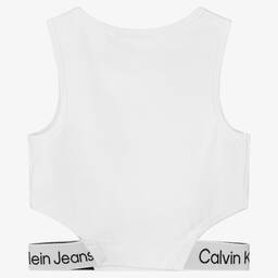 Calvin Klein Джинсы-Белый топ с логотипной лентой | Childrensalon Outlet