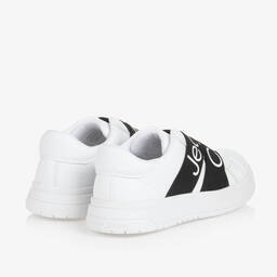 Calvin Klein-White & Black Faux Leather Trainers | Childrensalon Outlet
