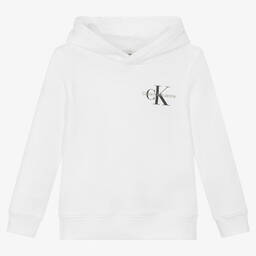 Calvin Klein Jeans-توب هودي قطن لون أبيض | Childrensalon Outlet