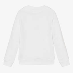 Calvin Klein-White Cotton Monogram Sweatshirt | Childrensalon Outlet