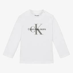 Calvin Klein-White Cotton Top | Childrensalon Outlet