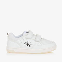 كالفين كلاين-ترينرز بشريط لاصق جلد صناعي لون أبيض | Childrensalon Outlet