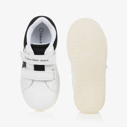 كالفين كلاين-ترينرز بشريط لاصق جلد صناعي لون أبيض | Childrensalon Outlet