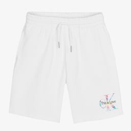 Calvin Klein Jeans-White Rainbow Logo Shorts | Childrensalon Outlet