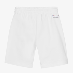 Calvin Klein Jeans-White Rainbow Logo Shorts | Childrensalon Outlet