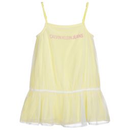 Calvin Klein Jeans-Yellow Jersey & Tulle Dress | Childrensalon Outlet