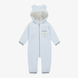 Caramelo Kids-Baby Boys Blue Teddy Fleece Pramsuit | Childrensalon Outlet