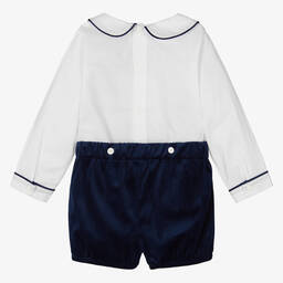 كاراميلو كيدز -بِدلة رسمية قطن ومخمل لون عاجي وكحلي للمواليد | Childrensalon Outlet