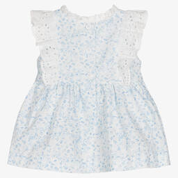 Caramelo Kids-Baby Girls Blue & White Floral Dress | Childrensalon Outlet