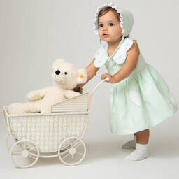Caramelo Kids-Baby Girls Green Linen & Cotton Dress Set | Childrensalon Outlet