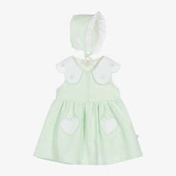 Caramelo Kids-Baby Girls Green Linen & Cotton Dress Set | Childrensalon Outlet