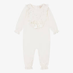 Caramelo Kids-Baby Girls Ivory Cotton Knit Romper | Childrensalon Outlet