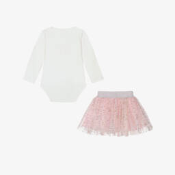 Caramelo Kids-Baby Girls Ivory & Pink Skirt Set with Gold Foil Dots | Childrensalon Outlet