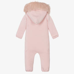 Caramelo Kids-Baby Girls Pink Cotton Knit Pramsuit | Childrensalon Outlet