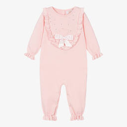 Caramelo Kids-Baby Girls Pink Cotton Knit Romper | Childrensalon Outlet