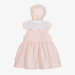 Caramelo Kids-Baby Girls Pink Cotton & Linen Dress Set | Childrensalon Outlet