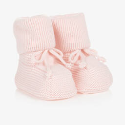 Caramelo Kids-Baby Girls Pink Knitted Booties | Childrensalon Outlet