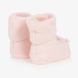 Caramelo Kids-Baby Girls Pink Knitted Booties | Childrensalon Outlet