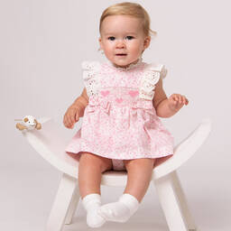 Caramelo Kids-Baby Girls Pink & White Floral Dress | Childrensalon Outlet