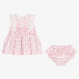 Caramelo Kids-Baby Girls Pink & White Floral Dress | Childrensalon Outlet