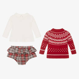 Caramelo Kids-طقم شورت قطن جيرسي لون أحمر ورمادي للمولودات | Childrensalon Outlet