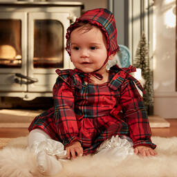 Caramelo Kids-Baby Girls Red Tartan Dress Set  | Childrensalon Outlet