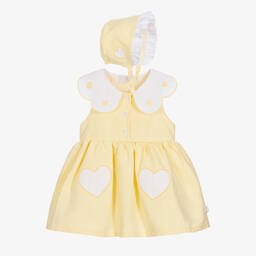 Caramelo Kids-Baby Girls Yellow Cotton & Linen Dress Set | Childrensalon Outlet