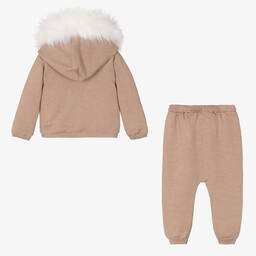 Caramelo Kids-Beige Cotton Knit Trousers Set | Childrensalon Outlet