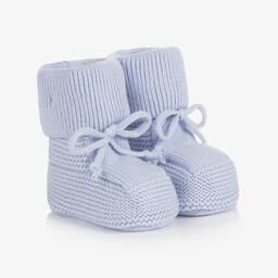 Caramelo Kids-Blue Knitted Baby Booties | Childrensalon Outlet