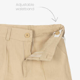 Caramelo Kids-Boys Beige Linen 3 Piece Suit | Childrensalon Outlet