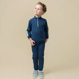 Caramelo Kids-بدلة رياضية قطن جيرسي لون أزرق للأولاد | Childrensalon Outlet