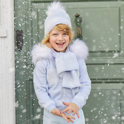 Caramelo Kids-Boys Blue Knitted Fair Isle Zip-Up Hoodie | Childrensalon Outlet