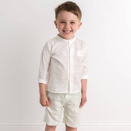 Caramelo Kids-Boys Green Striped Cotton Shorts Set | Childrensalon Outlet