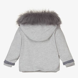 Caramelo Kids-Boys Grey Knitted Fair Isle Zip-Up Hoodie | Childrensalon Outlet