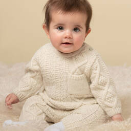 Caramelo Kids-Boys Ivory Cable Knit Wool Sweater | Childrensalon Outlet