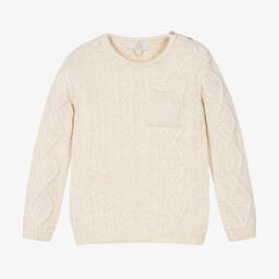 Caramelo Kids-Boys Ivory Cable Knit Wool Sweater | Childrensalon Outlet
