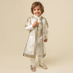 Caramelo Kids-Кремово-золотистый костюм из парчи | Childrensalon Outlet